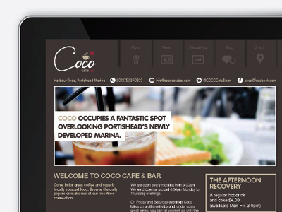 Coco cafe bar web design layout & icon set branding brown iconset ui website