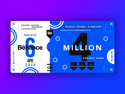 4 Million 4million behance blue c4d dribbble quintin studiojq thankyou ticket type