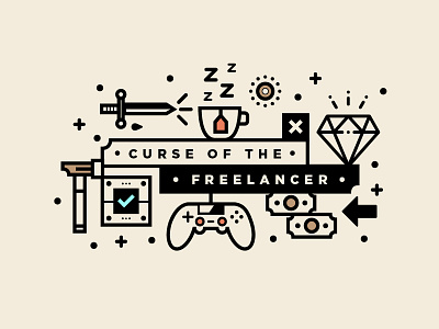 Curse Of The Freelancer | Hero Image branding designer freelance freelancing illustration logo studio type