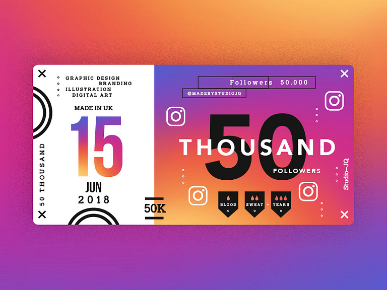 ♥ 50K Instagram Followers ♥ by MadeByStudioJQ on Dribbble