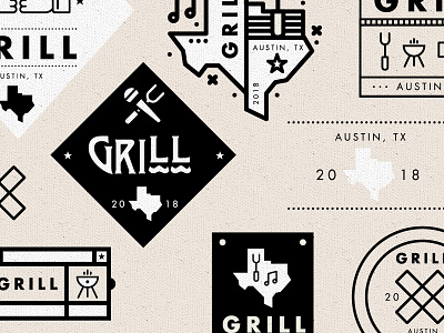 Grill Logomarks austin bbq branding freelance illustration logo music texas type usa