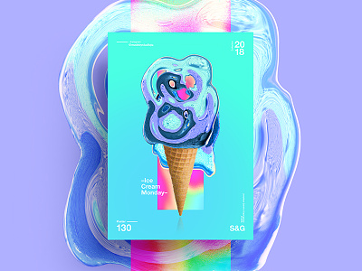 –Ice Cream Monday– 2018 abstract art color design digitalart ice cream skillshare swiss tutorial type typography