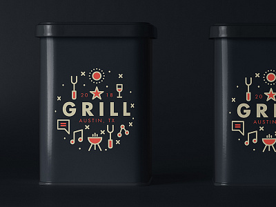 GRILL | Tin austin bbq branding freelance illustration logo music packaging texas type usa