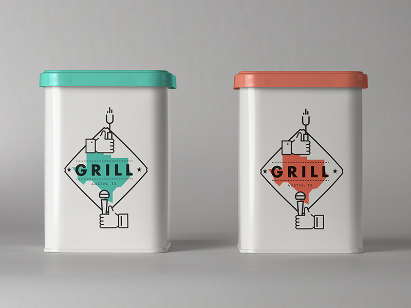 GRILL | Tin III packaging logo freelance branding usa bbq texas type illustration austin music