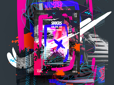 SNKRS | 1 YEAR abstract app color design fashion nike poster snkrs ubran