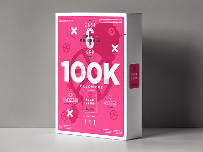 100,000 Followers dribbble followers happy pink studiojq support thankyou type