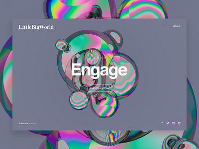 LittleBigWorld | Engage abstract art c4d cinema 4d hologram landing page minimal typography ui