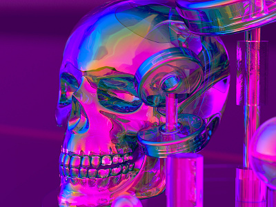 Skull Fever abstract art c4d c4dart cinema4d creative hologram holographic poster skul