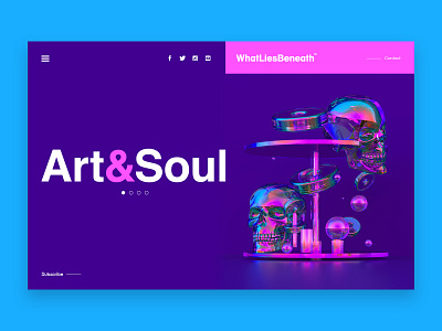 Art&Soul art c4d cinema 4d design landing page minimal skull typography ui