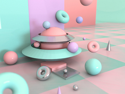 The Playground 3d c4d cinema4d concept pastel play poster