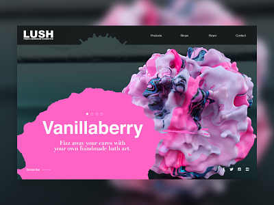 Vanillaberry | Lush Bath Bombs art bath bathbomb branding cinema4d landingpage layout octane type ui wb website