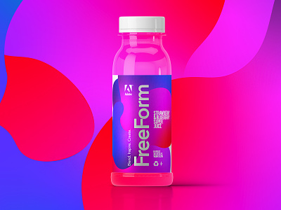 Freeform Super Juices | Made By Adobe adobe branding color concept freeform gradient illustrator juice packaging packagingdesign typography