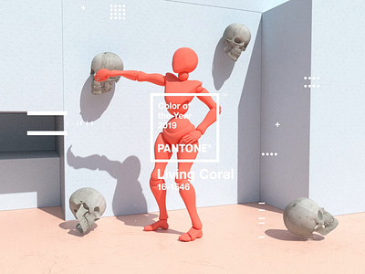 Pantone Color of the Year 2019 | Living Coral animation cinema4d coy2019 design livingcoral motion octane pantone skull type web website x particles