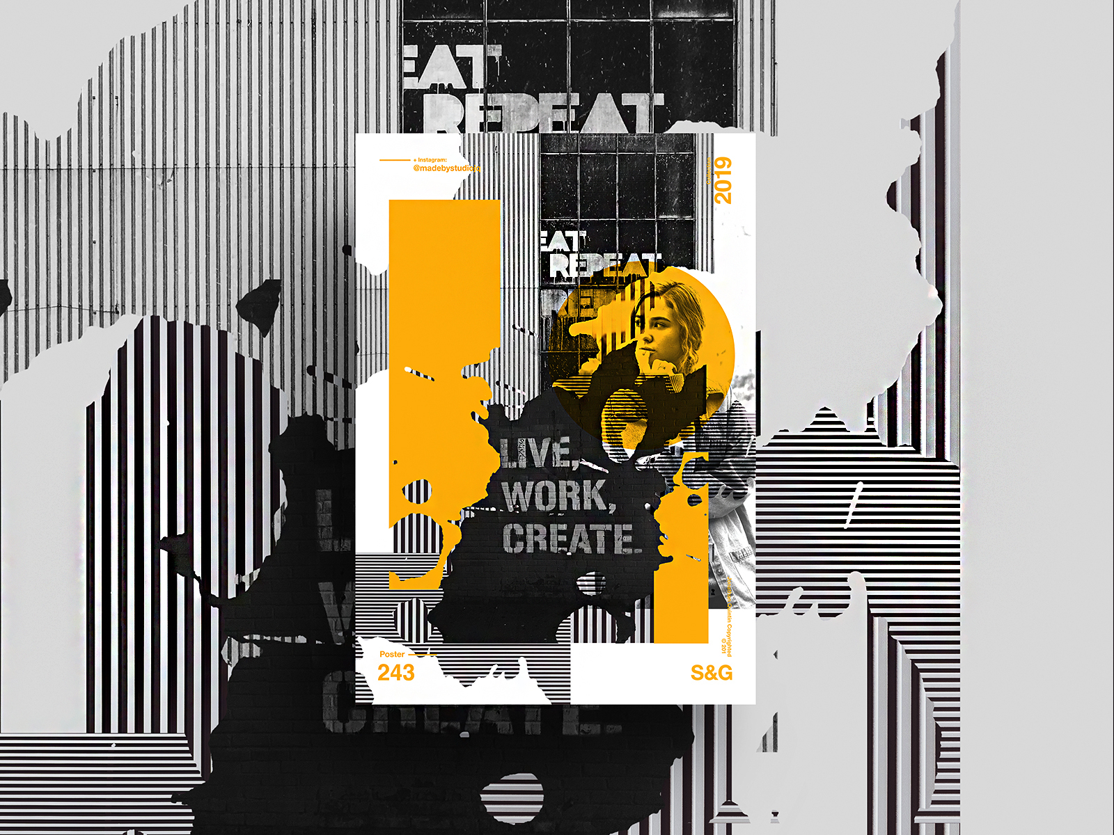 Show & Go - 243 -Live. Work. Create. art color gradient illustration poster posterdesign retro swiss texture type typography vector