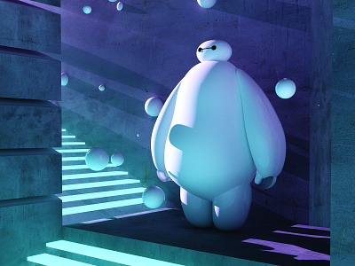 Everyone loves BAYMAX.❤️ adobe art baymax cinema4d collage color gradient illustration love octane photoshop poster posterdesign render retro swiss texture type typography vector