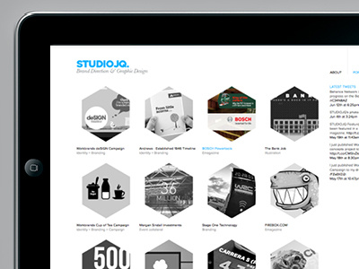 STUDIOJQ Behance prosite update (June 2012) agency behance blue branding bristol clean design designer director grid hexagon logo mono prosite quintin website