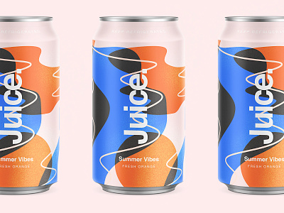 Juice. | Summer Vibes. branding can cans color drinks illustration logo orange package packaging pattern sketch summer typography