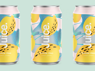 Juice. | Tangy Lemon. branding can cans color drinks illustration logo package packaging pattern sketch strawberry summer typography