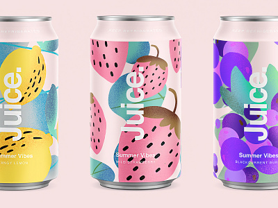 Juice. | Summer Vibes. blackberry branding can cans color drinks illustration logo package packaging pattern purple sketch summer typography