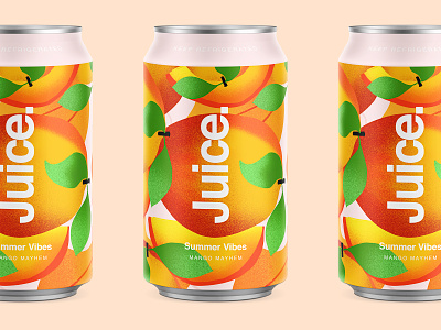 Juice. | Mango Mayhem. branding can cans color drinks fruit illustartor illustration logo mango package packaging pattern sketch summer typography
