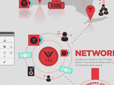 Illustration for new infographics (Music) 2 gotham info graphics infographics music red stats texture