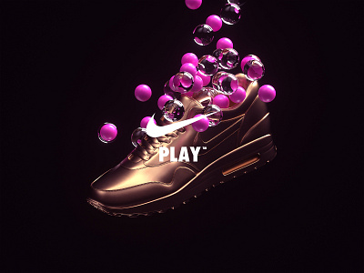 NikeLand | PLAY™ airmax animated branding cinema4d cinema4dr20 gradient identity justdoit logomark minimal motion motiondesign nike octane packaging r20 type typography xparticles