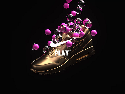 NikeLand | PLAY™ airmax animated branding cinema4d cinema4dr20 gradient identity justdoit logomark minimal motion motiondesign nike octane packaging r20 type typography xparticles