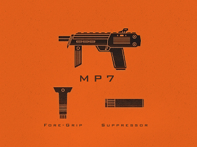 M P 7 black ops gaming guns icons illustrator orange texture xbox