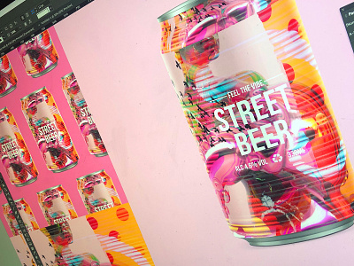 FEEL THE VIBE | STREET BEER art beer beer art beercan drink grunge illustration packaging packagingdesign photoshop procreate type typography