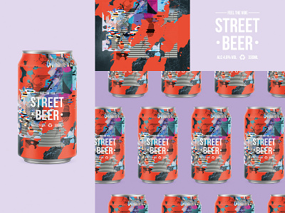 FEEL THE VIBE | STREET BEER beer beer branding beer can beercan collage digital graffiti art grunge logo pattern photoshop texture type typeface usa