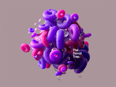The Donut Trap 🍩 3d 3d art c4d cinema4d dailyui digital digitalart donut header helvetica illustration interface octane subsurface scattering web