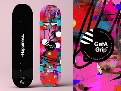 GetA Grip | Happiness Deck branding collage deck logo photoshop poster skateboard skater