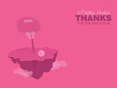 Thanks debut dribbble illustration invitation island pink thanks