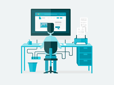 Desktop digital flat header illustration imac web website