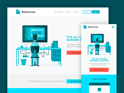 Bannerwise Website clean flat homepage illustration logo simple startup ui ux website