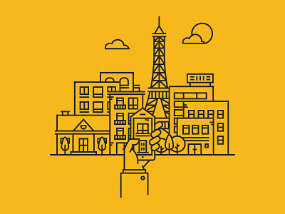 France app city design flat home house icon illustration line mobile paris simple