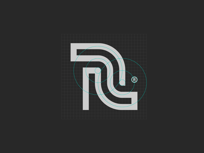 R® brand branding geometry identity letter logo logotype minimal monogram startup symbol travel