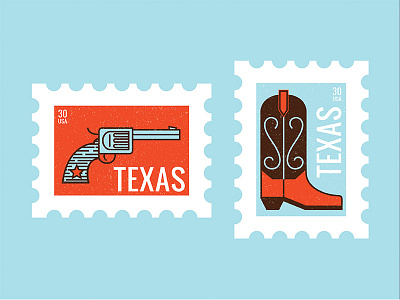 Don't Mess With Texas blue boot gun illustration pistol postage red stamp state texas vector white