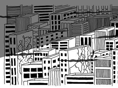 City Drawing black city drawing illustration illustrator minimal morning render sketch white