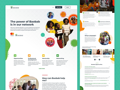 Baobab social platform landing page