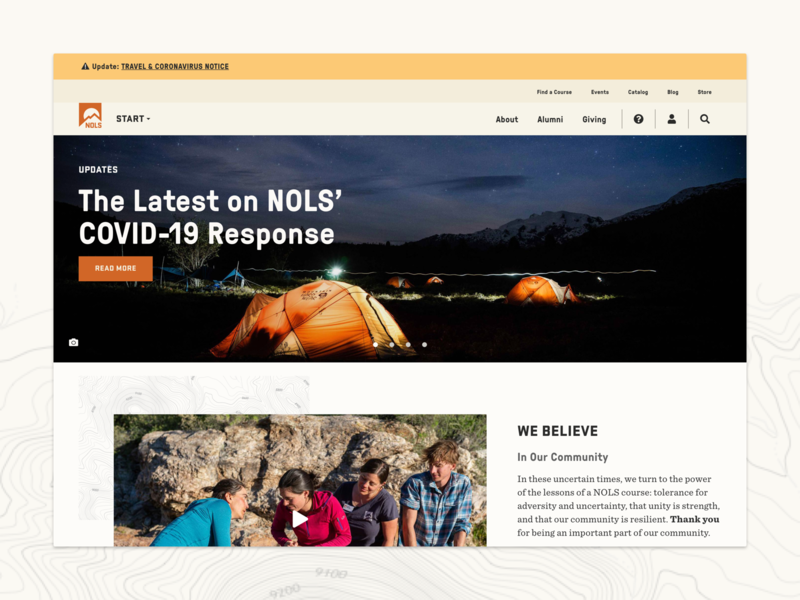 Hero Section & Emergency Banner for nols.edu design desktop mobile ui user experience user interface ux web