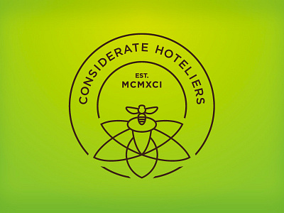 Considerate Hoteliers bee ecological green logo monoline sustainable