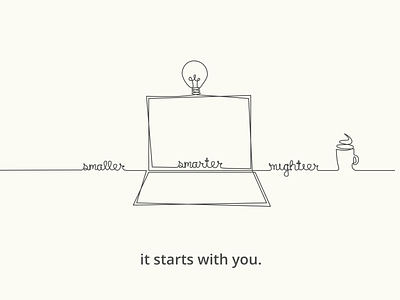 Smaller, smarter, mightier: you. continuous line illustration playoff vector