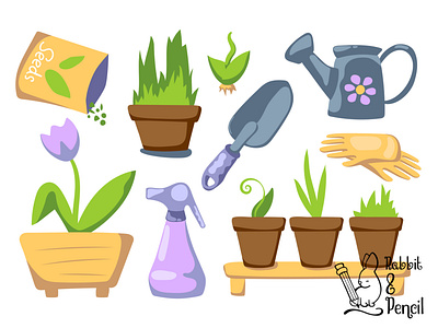 Spring Gardening Vector Clipart, p.1