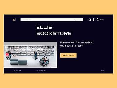 Ellis bookstore, concept design icon minimal typography ui ux vector web website