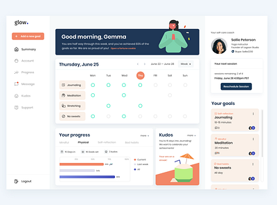 Self-care Coaching App Concept coaching dashboard dashboard ui mindfulness self care tracking wellness