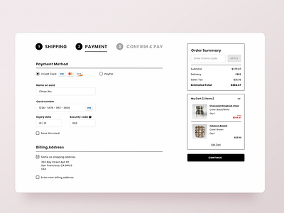 Credit Card Checkout Page by Chloe Wu on Dribbble