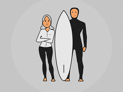 Surfer & Woman Illustration illustration vector