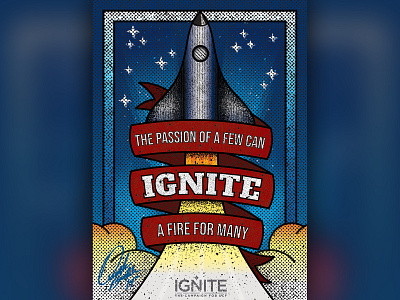 Ignite campaign illustrator rocket rocketship space stars texture ucf