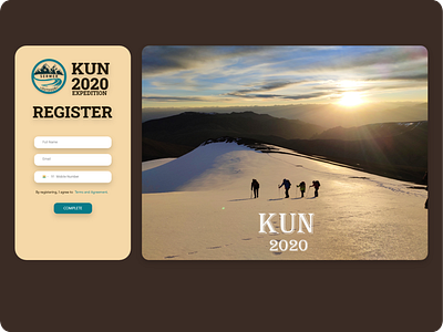 Registration page for Mountaineering Expedition design illustration illustrator registration registration form sign up form